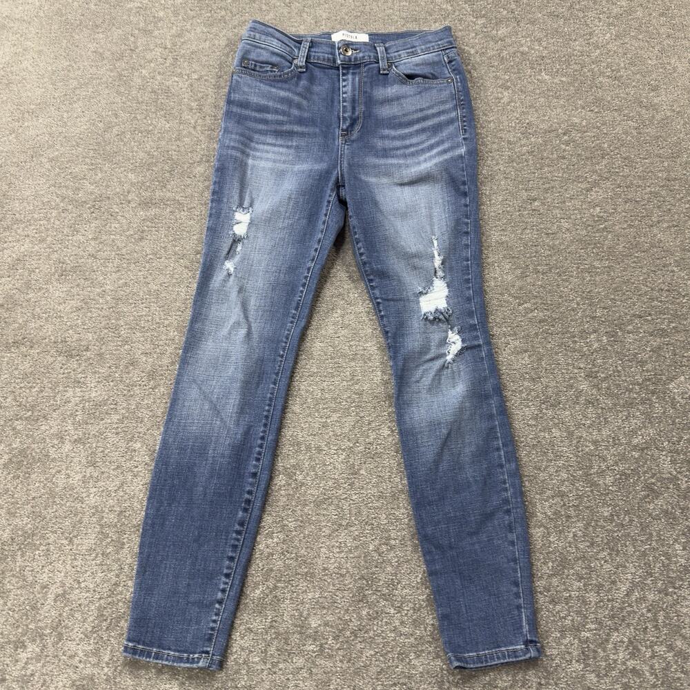 Pistola Womens Distressed Skinny Jeans Blue Stretch Tencel Denim Classic USA 27
